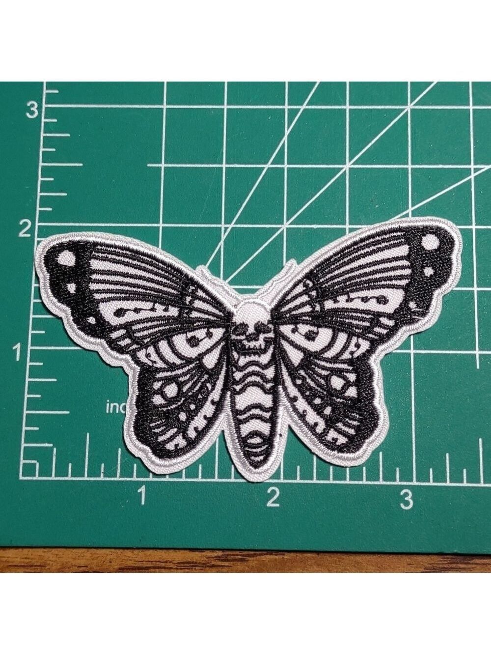 2/$10 Death Moth Black and White Patch